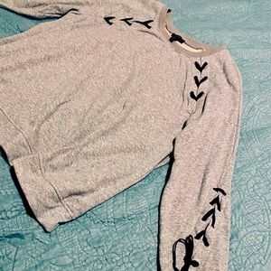 Jessica Simpson Kiana Lace-Up Velvet-Trimmed Sweatshirt